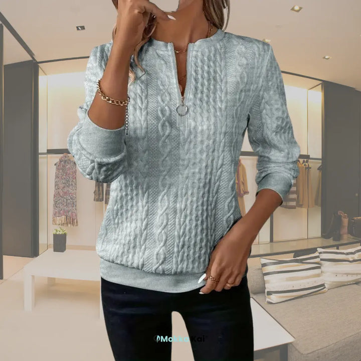 Florence™ Strick-Sweatshirt mit Reissverschluss | Eleganz & Komfort für jeden Tag MOKKAKAI