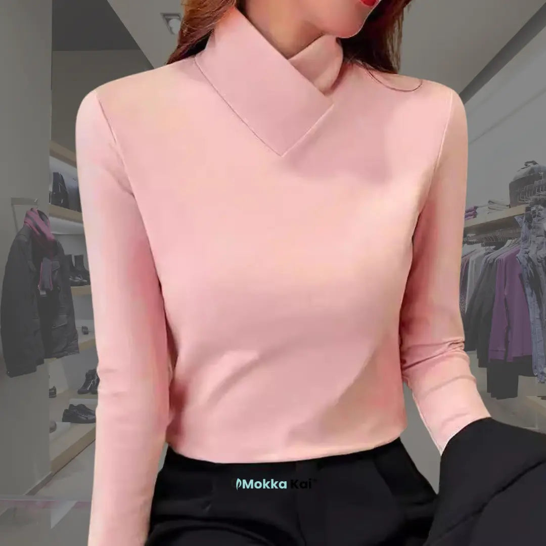 ElegantEdge™ Oberteil mit Überkreuztem Kragen | Zeitlose Eleganz und Vielseitigkeit MOKKAKAI