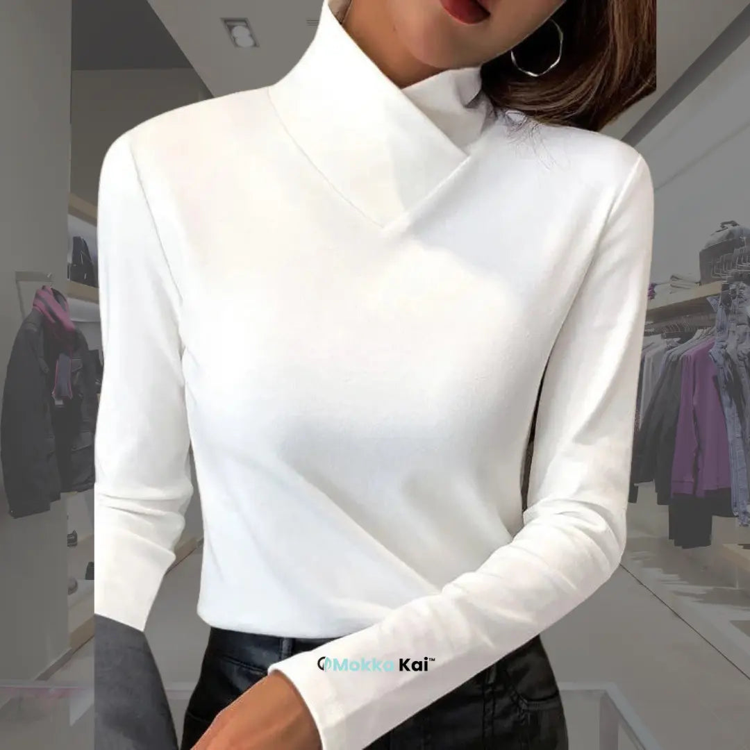 ElegantEdge™ Oberteil mit Überkreuztem Kragen | Zeitlose Eleganz und Vielseitigkeit MOKKAKAI