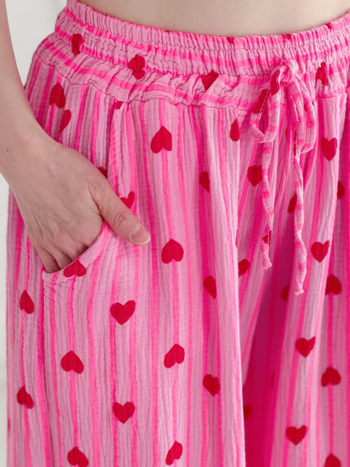 HärzLiebi™ – Weite Baumwollhose mit Herzmuster MOKKAKAI