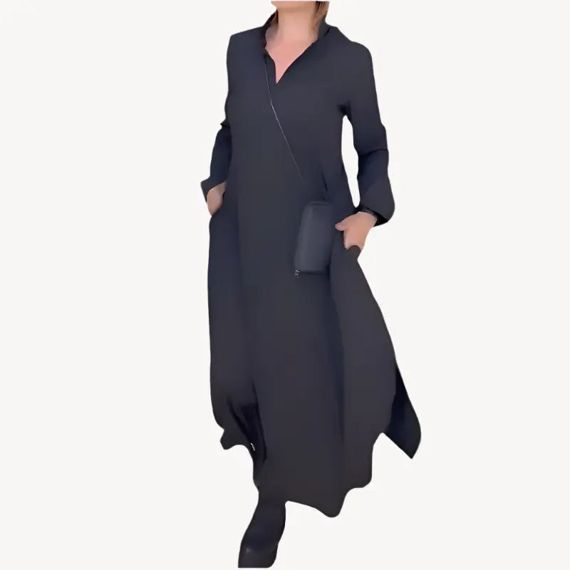 Evia™ Minimalistisches Maxikleid mit Reissverschluss-Details | Eleganz & Praktikabilität für den Alltag MOKKAKAI