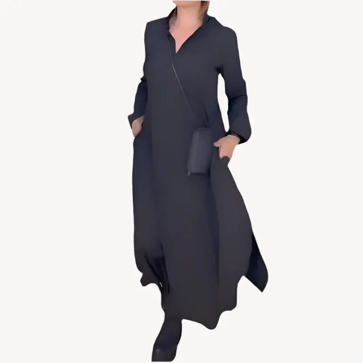 Evia™ Minimalistisches Maxikleid mit Reissverschluss-Details | Eleganz & Praktikabilität für den Alltag MOKKAKAI