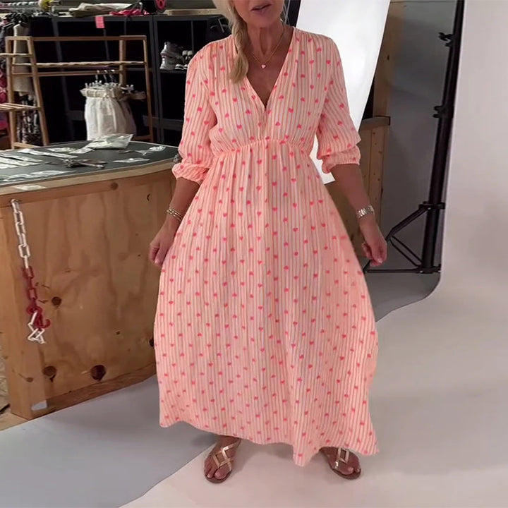 Kleid Elegant V-Ausschnitt Herzmuster MOKKAKAI