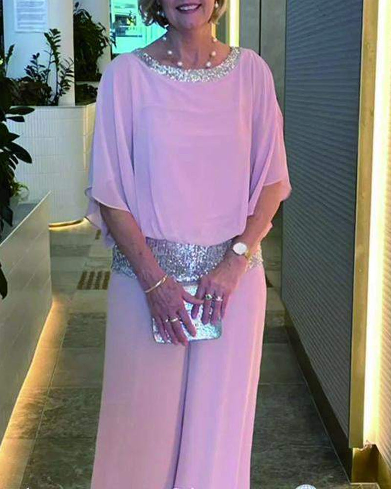 Laurenne - Elegantes zweiteiliges Set mit Pailletten und Farbblockdesign MOKKAKAI