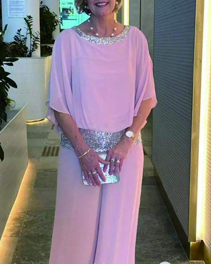 Laurenne - Elegantes zweiteiliges Set mit Pailletten und Farbblockdesign MOKKAKAI