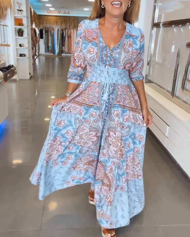 Louisa™ | V-Ausschnitt Sommerliches Urlaubskleid MOKKAKAI