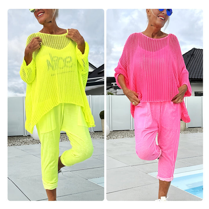 🌸Damen-Jumpsuit mit Buchstabendruck + hohler Kittel-Freizeitanzug MOKKAKAI