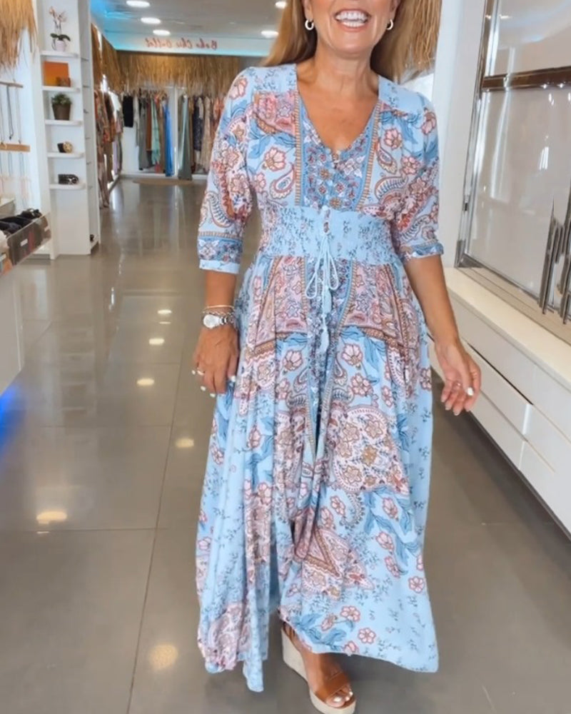 Louisa™ | V-Ausschnitt Sommerliches Urlaubskleid MOKKAKAI