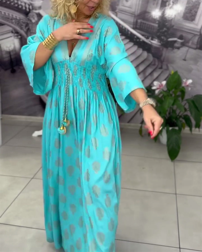 Kleid locker Urlaubsmuster Taille Maxi MOKKAKAI