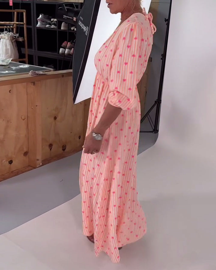 Kleid Elegant V-Ausschnitt Herzmuster MOKKAKAI