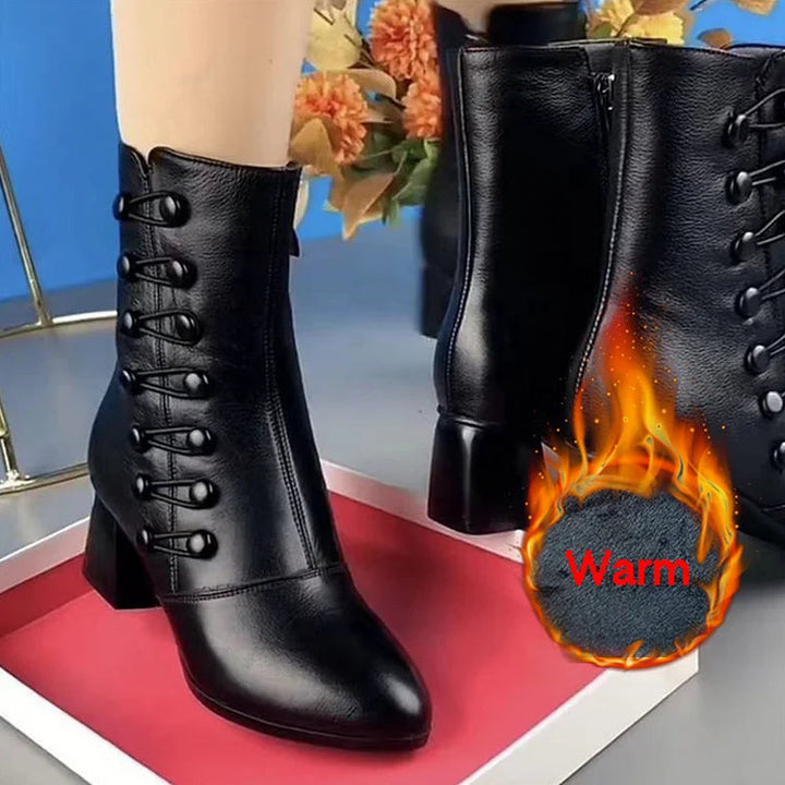 Angela™ | Warme Damen-Stiefeletten aus Leder mit seitlicher Schnalle MOKKAKAI
