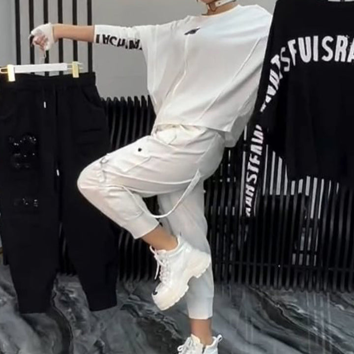 Lässiges Damen-Zweiteiler: Oberteil mit Buchstabenprint & Hose MOKKAKAI