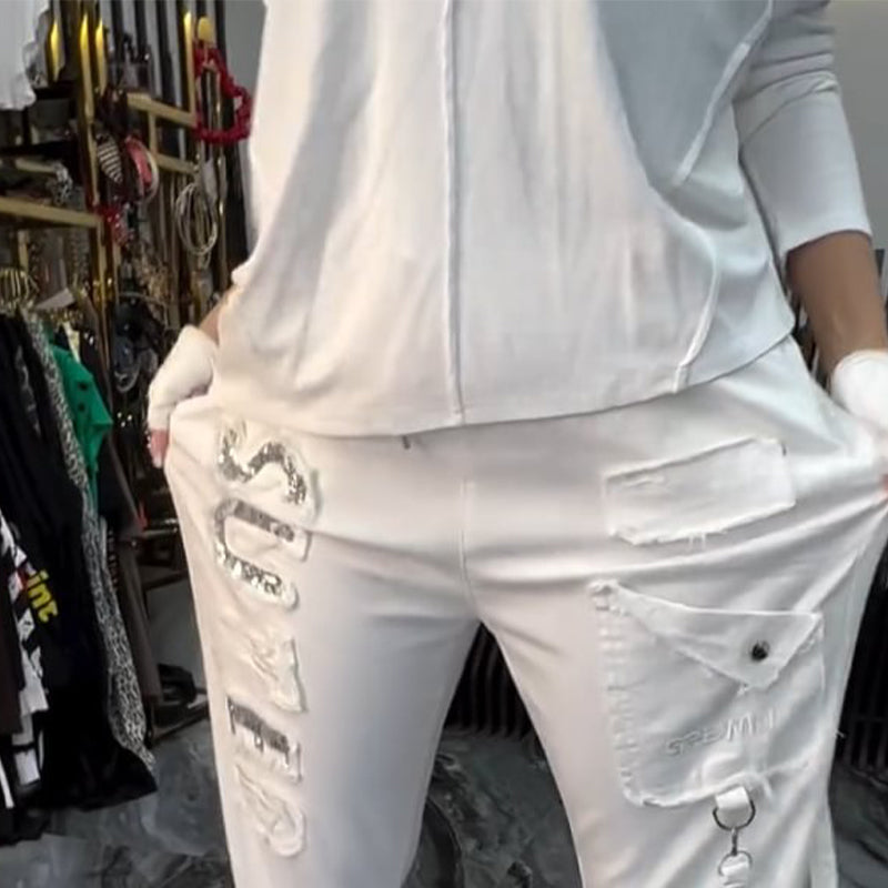 Lässiges Damen-Zweiteiler: Oberteil mit Buchstabenprint & Hose MOKKAKAI