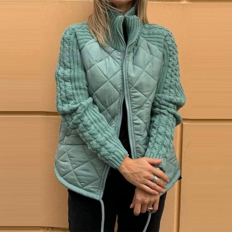 ⏳Begrenzte Zeit 50% Rabatt💥Gestrickte Patchwork-Pufferjacke für Damen MOKKAKAI