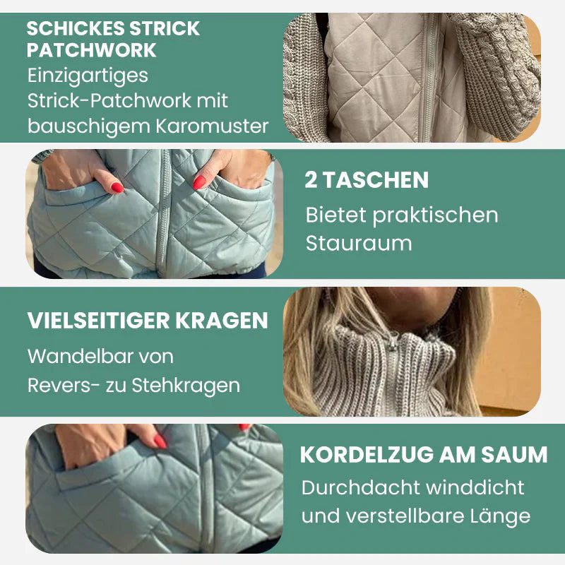 ⏳Begrenzte Zeit 50% Rabatt💥Gestrickte Patchwork-Pufferjacke für Damen MOKKAKAI
