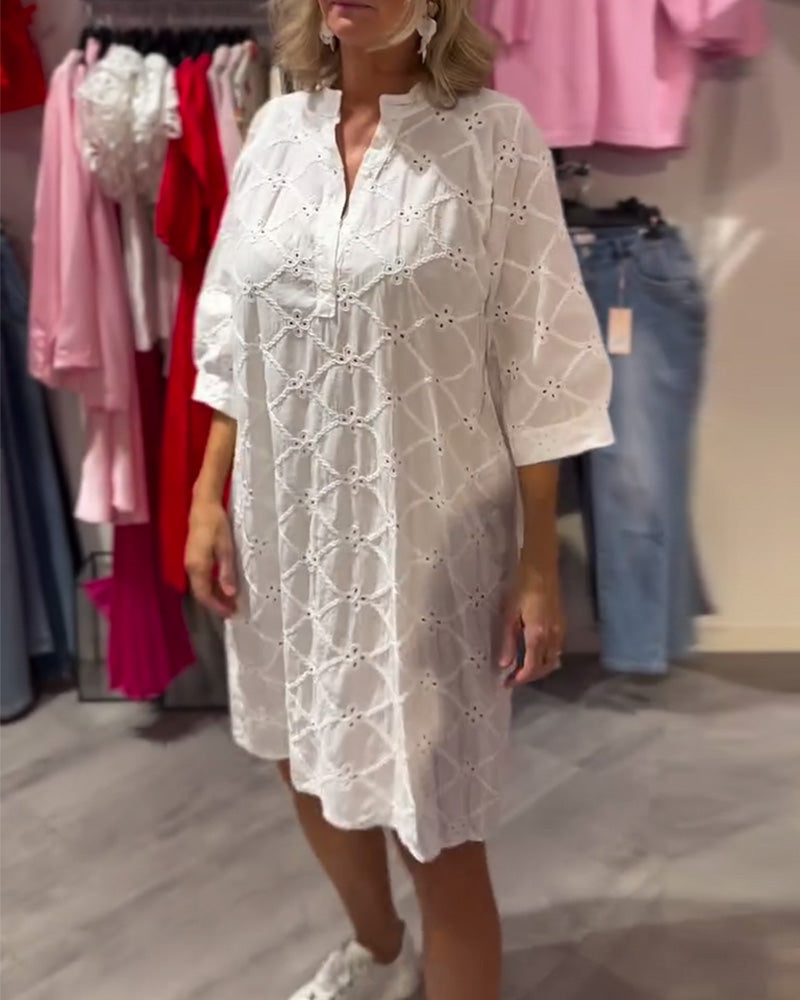Kleid Langarm Ausgeschnitten Blume Weit MOKKAKAI