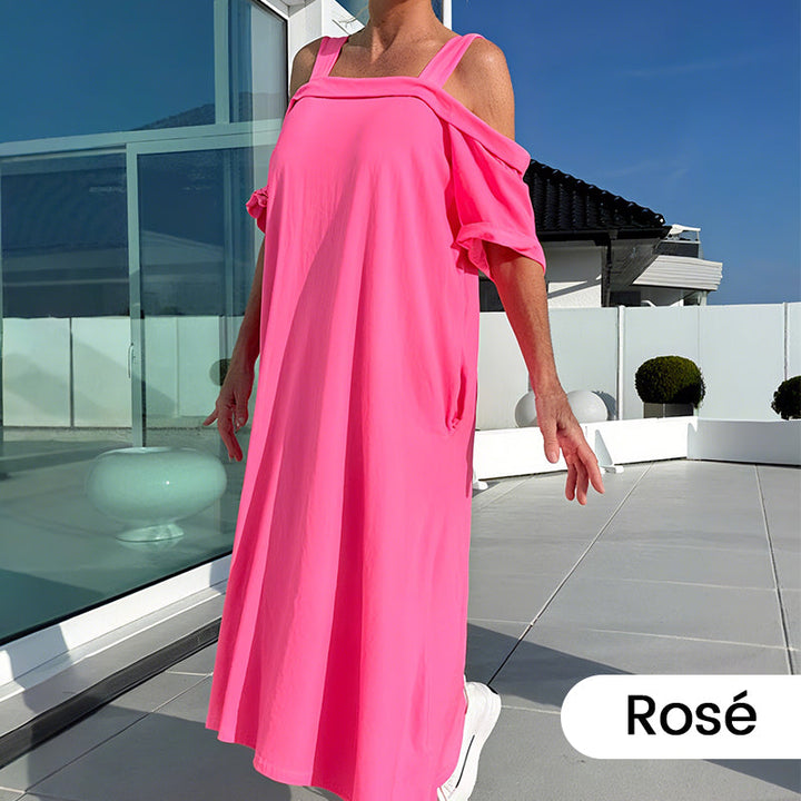 Lässiges Maxikleid mit offenen Schultern für Damen MOKKAKAI