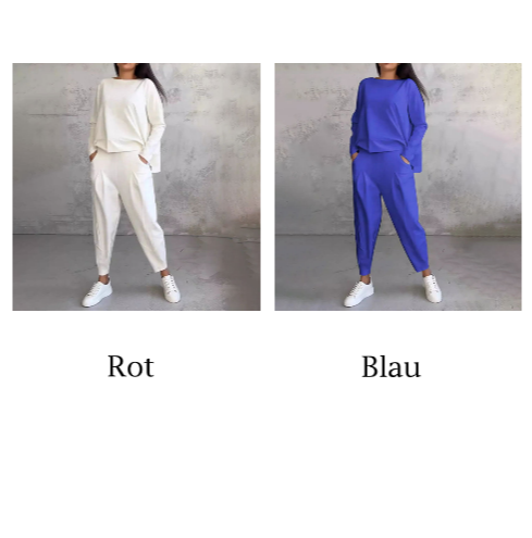 Lex - Langarm mit rundem Hals ＆ Hose 2-teiliger Set