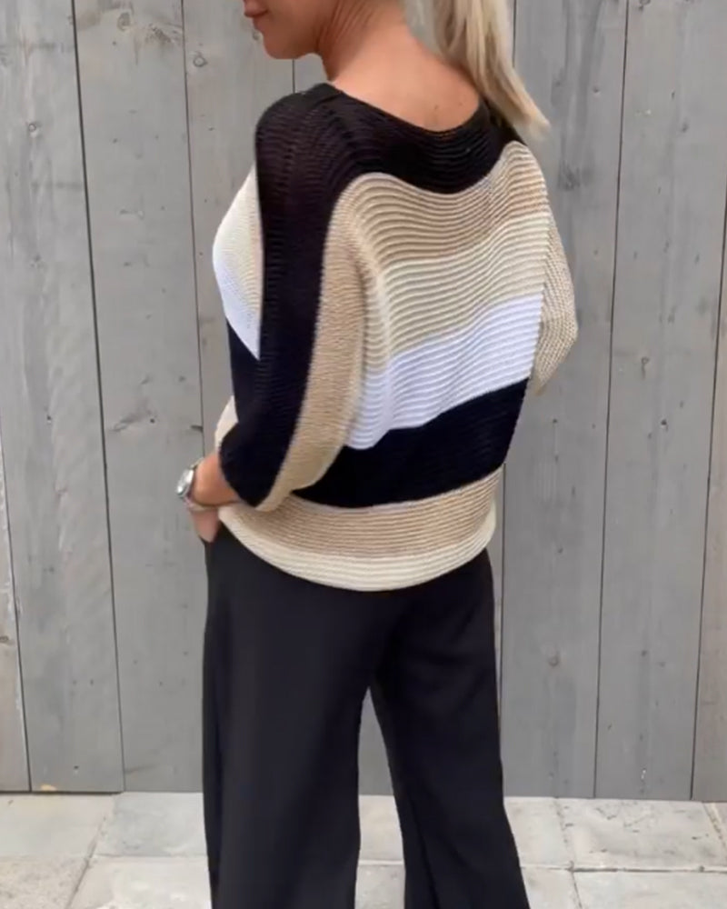 Pullover mit Farbblock-Rundhalsausschnitt MOKKAKAI