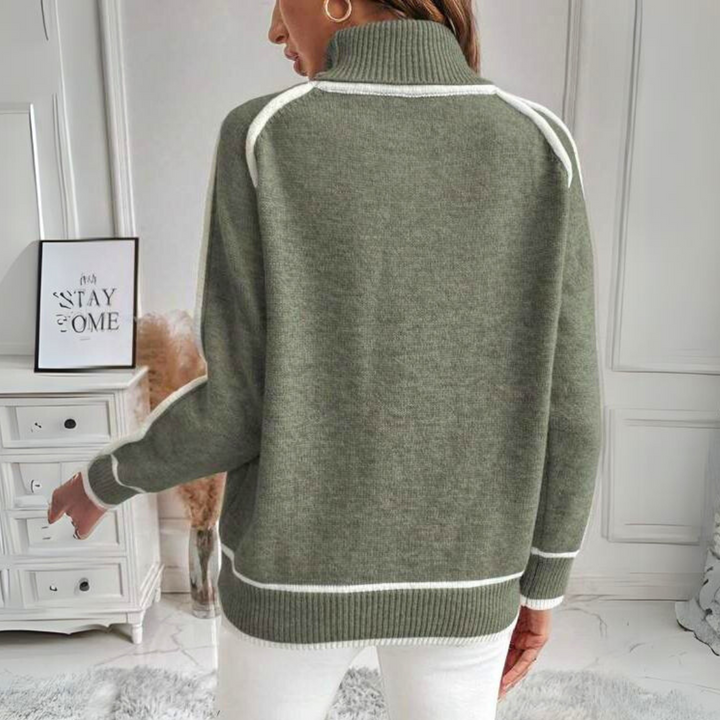 Evelyn™ | Luxuriöser olivgrüner Strickpullover