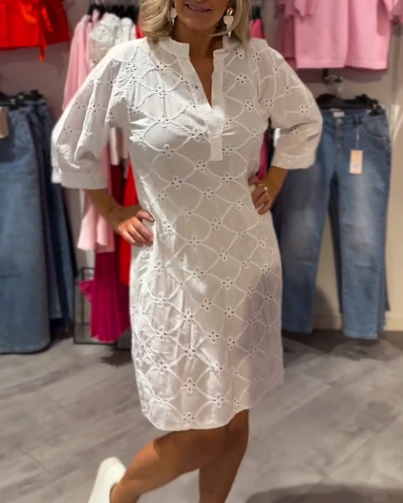 Kleid Langarm Ausgeschnitten Blume Weit MOKKAKAI