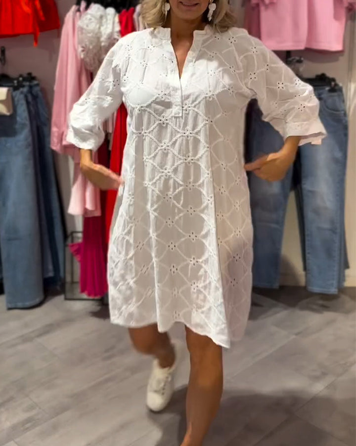 Kleid Langarm Ausgeschnitten Blume Weit MOKKAKAI