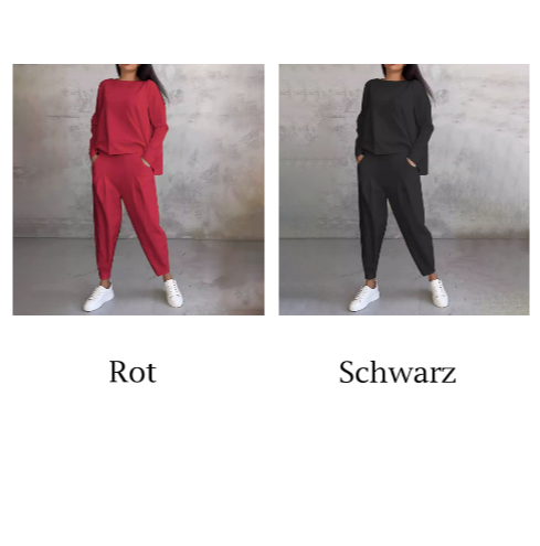 Lex - Langarm mit rundem Hals ＆ Hose 2-teiliger Set
