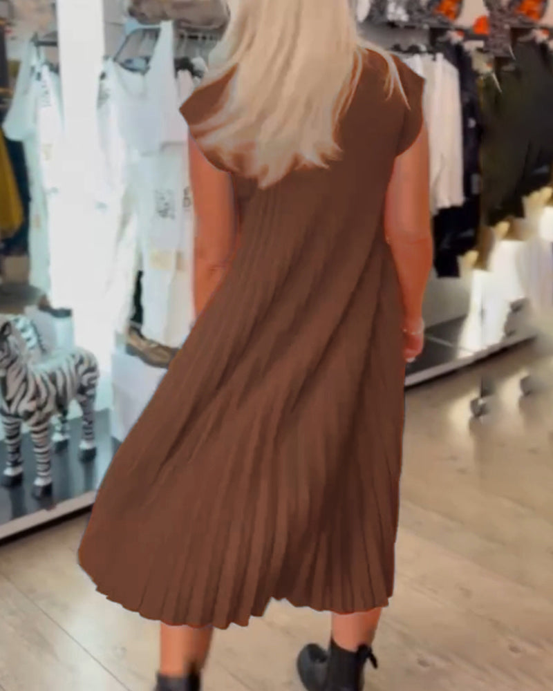 Freizeitkleid mit Rundhalsausschnitt, einfarbig und plissiert MOKKAKAI