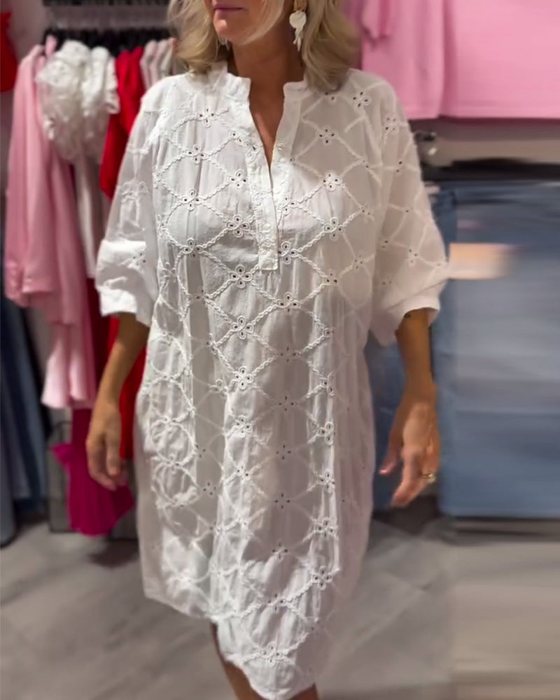 Kleid Langarm Ausgeschnitten Blume Weit MOKKAKAI