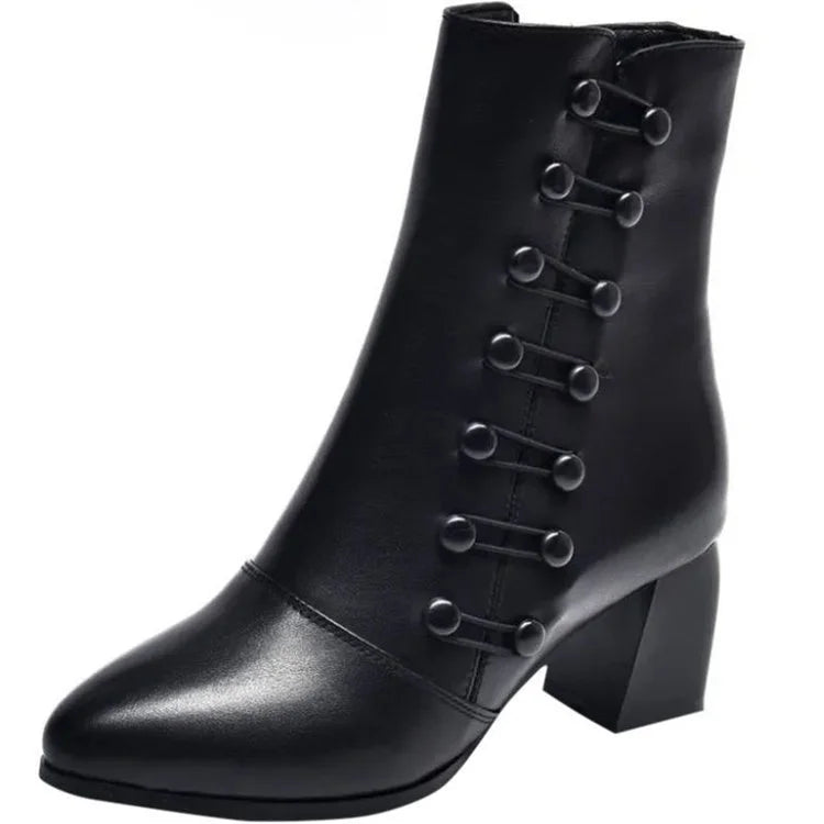 Angela™ | Warme Damen-Stiefeletten aus Leder mit seitlicher Schnalle