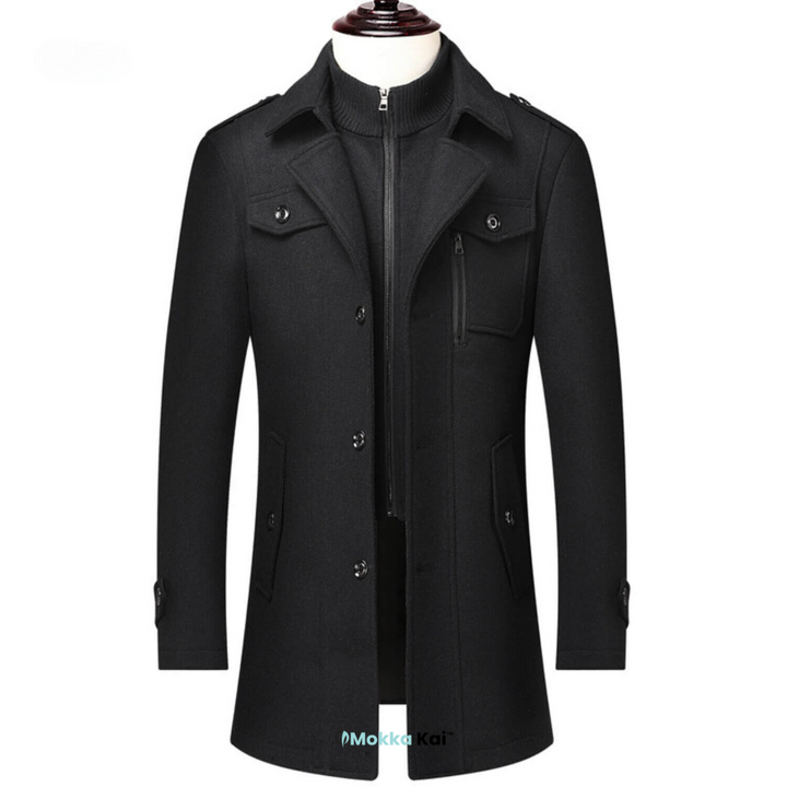 WoolGuard™ Peaky Blinders Wintermantel | Luxuriöser Trenchcoat mit Doppelkragen für Herren – Stilvoll & Warm für den Winter