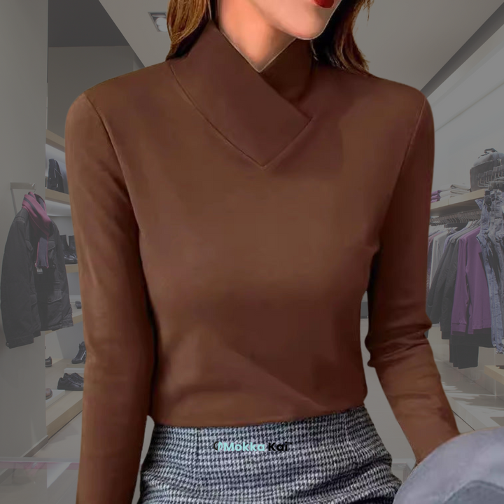 ElegantEdge™ Oberteil mit Überkreuztem Kragen | Zeitlose Eleganz und Vielseitigkeit