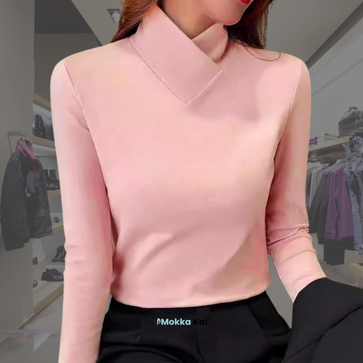 ElegantEdge™ Oberteil mit Überkreuztem Kragen | Zeitlose Eleganz und Vielseitigkeit