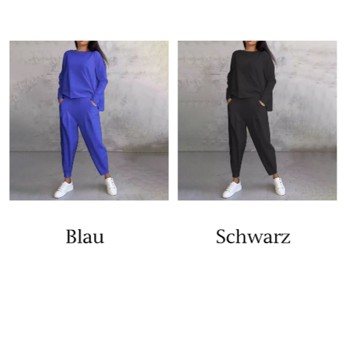 Lex - Langarm mit rundem Hals ＆ Hose 2-teiliger Set