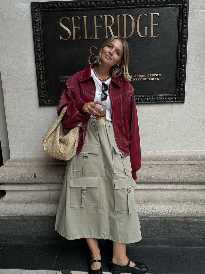 Bellina™ – Oversize Bomberjacke us veganem Leder