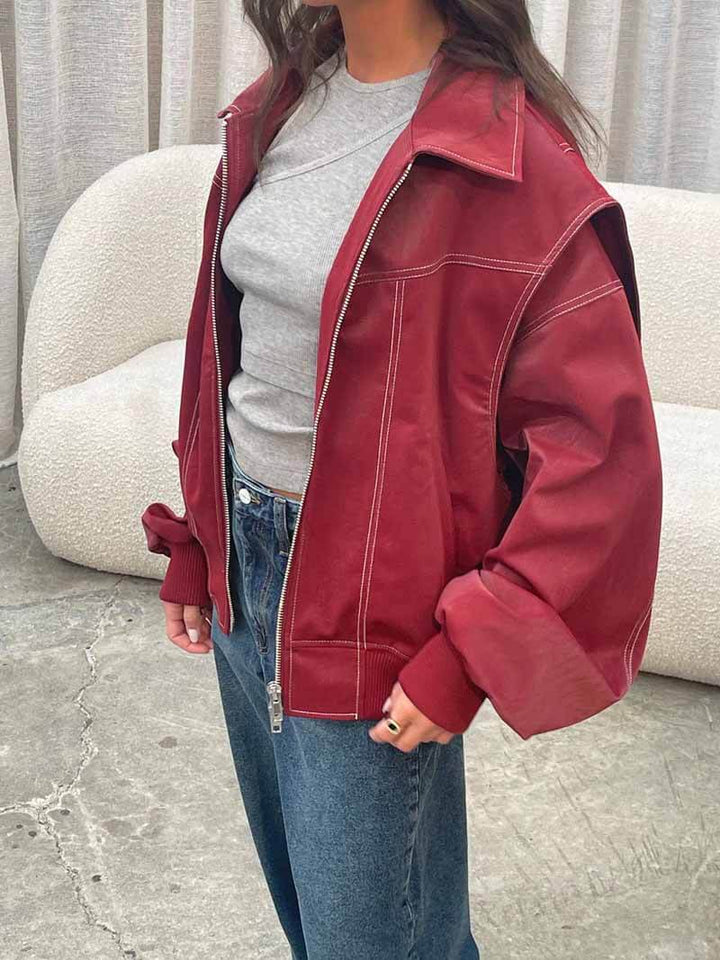 Bellina™ – Oversize Bomberjacke us veganem Leder
