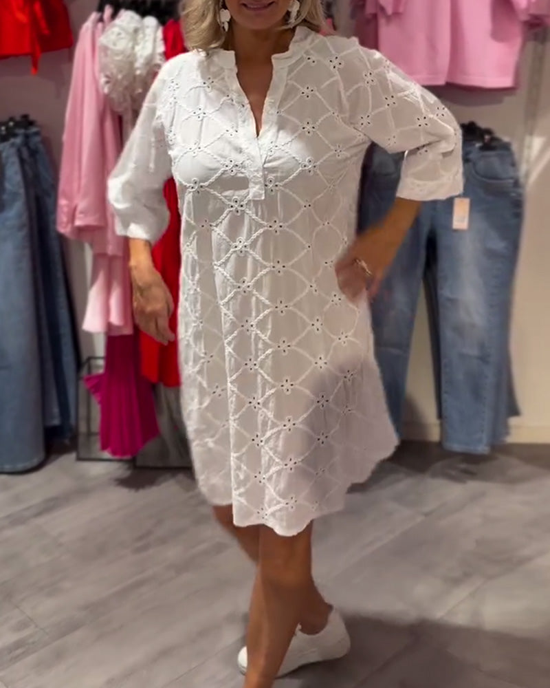 Kleid Langarm Ausgeschnitten Blume Weit MOKKAKAI