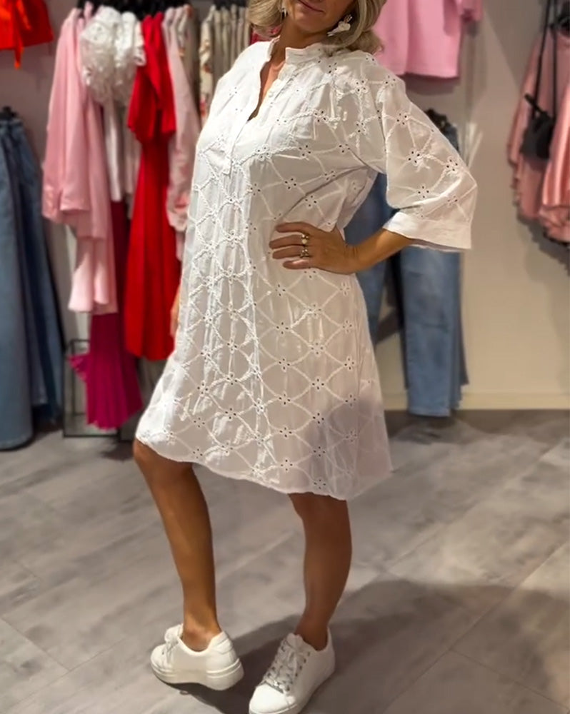 Kleid Langarm Ausgeschnitten Blume Weit MOKKAKAI