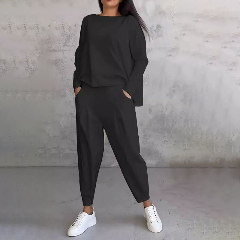 Lex - Langarm mit rundem Hals ＆ Hose 2-teiliger Set