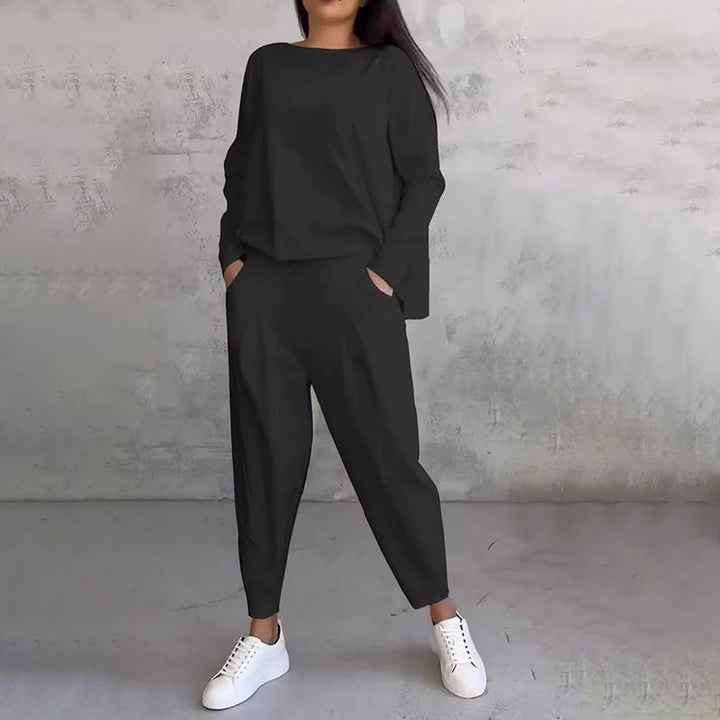 Lex - Langarm mit rundem Hals ＆ Hose 2-teiliger Set