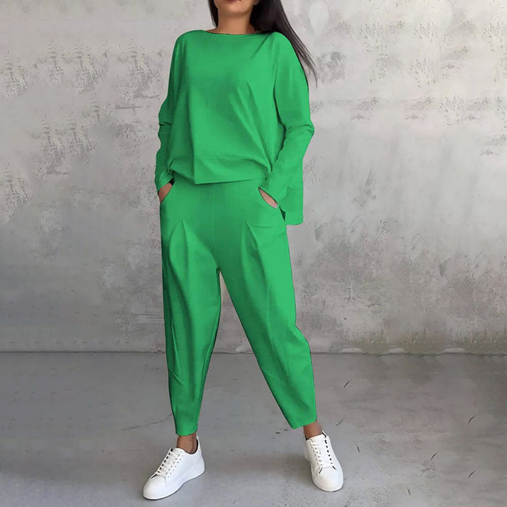 Lex - Langarm mit rundem Hals ＆ Hose 2-teiliger Set