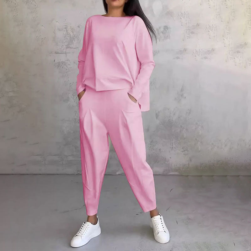 Lex - Langarm mit rundem Hals ＆ Hose 2-teiliger Set