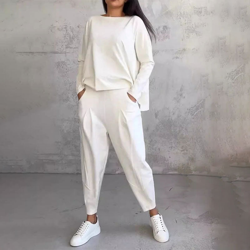 Lex - Langarm mit rundem Hals ＆ Hose 2-teiliger Set
