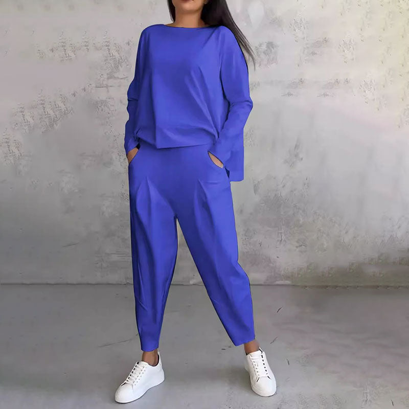 Lex - Langarm mit rundem Hals ＆ Hose 2-teiliger Set