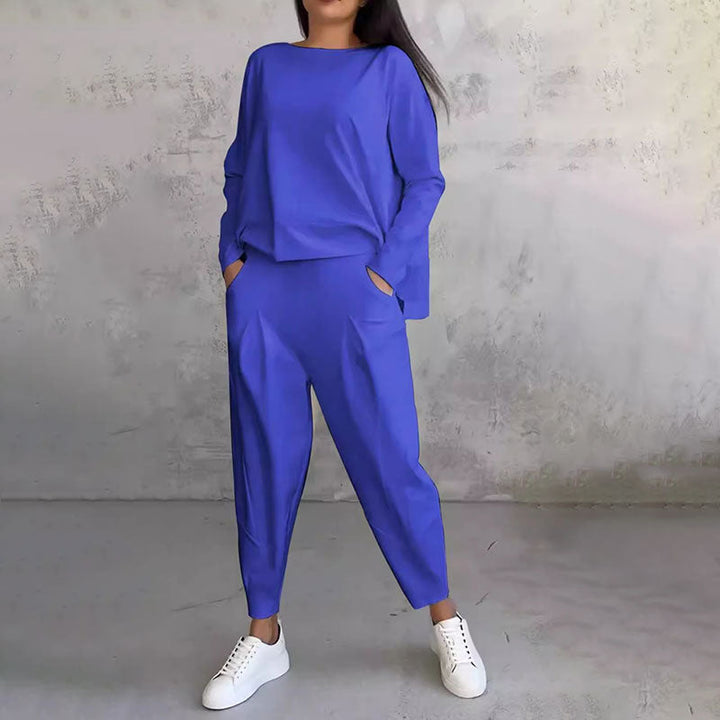 Lex - Langarm mit rundem Hals ＆ Hose 2-teiliger Set
