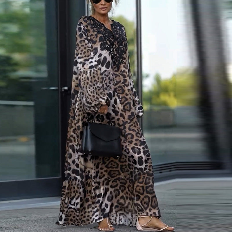 🤩Lässiges langärmeliges Damenkleid mit Leopardenmuster MOKKAKAI