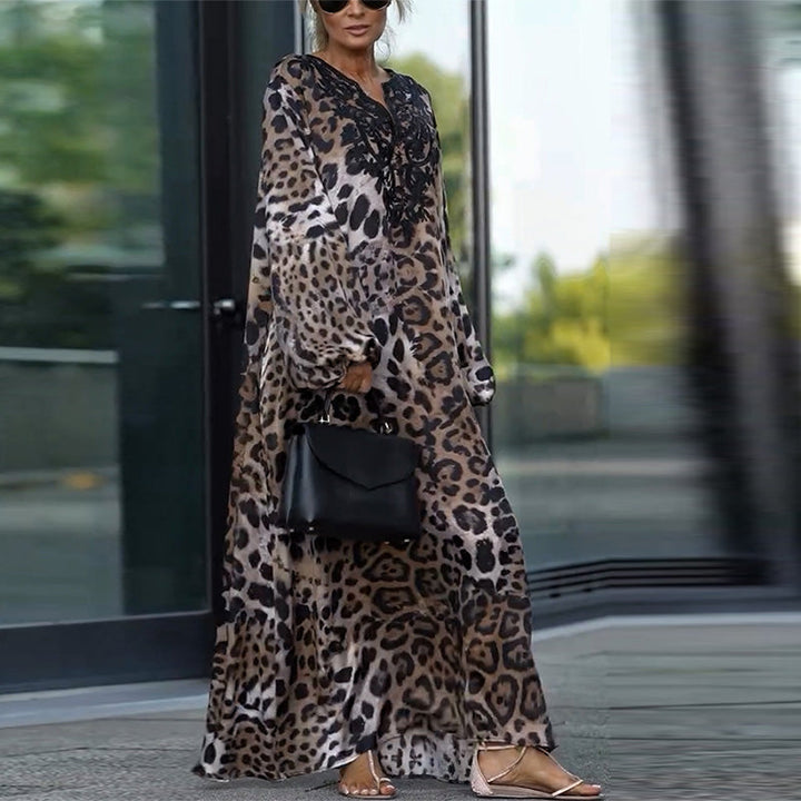 🤩Lässiges langärmeliges Damenkleid mit Leopardenmuster MOKKAKAI