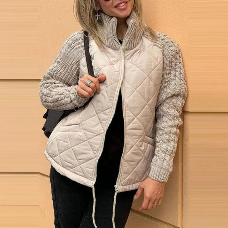 ⏳Begrenzte Zeit 50% Rabatt💥Gestrickte Patchwork-Pufferjacke für Damen MOKKAKAI